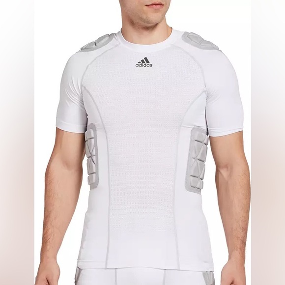 adidas Other - Men’s Adidas Techfit White/Grey Padded Compression Football Shirt- Size Large